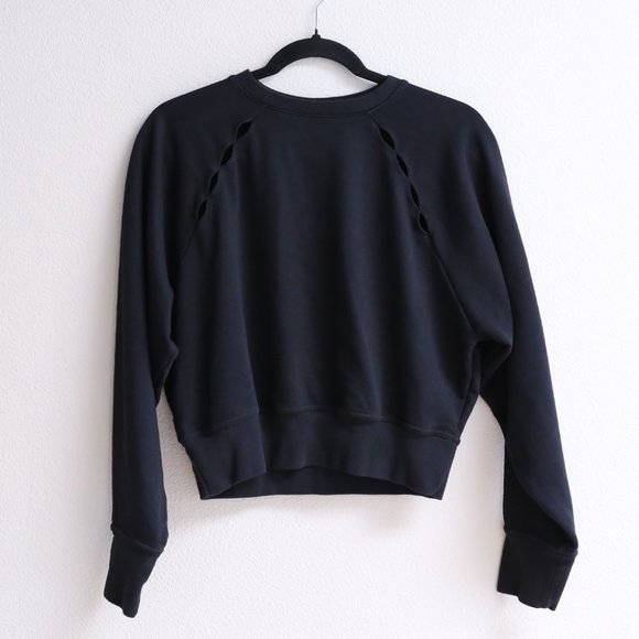NIKE Women Cutout Crop Black Long Sleeve Sweatshirt S - Picture 5 of 17
